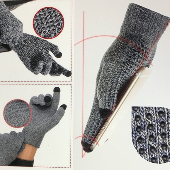 Gloves Greyish/Blue Anti-Skid Gloves Mobile /Everyday Winter Gloves - Picture 11 of 16